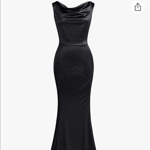 Women’s black satin mermaid style dress